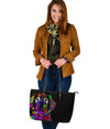 Saint Bernard Large Leather Tote Bag -  Art by Cindy Sang - JillnJacks Exclusive