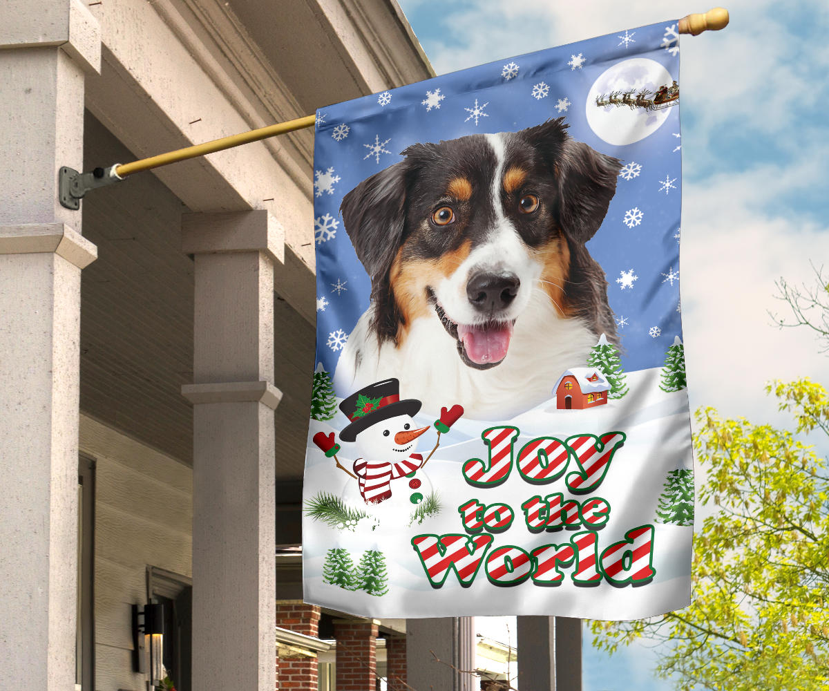 Australian Shepherd Dog Design Seasons Greetings Garden and House Flags - JillnJacks Exclusive