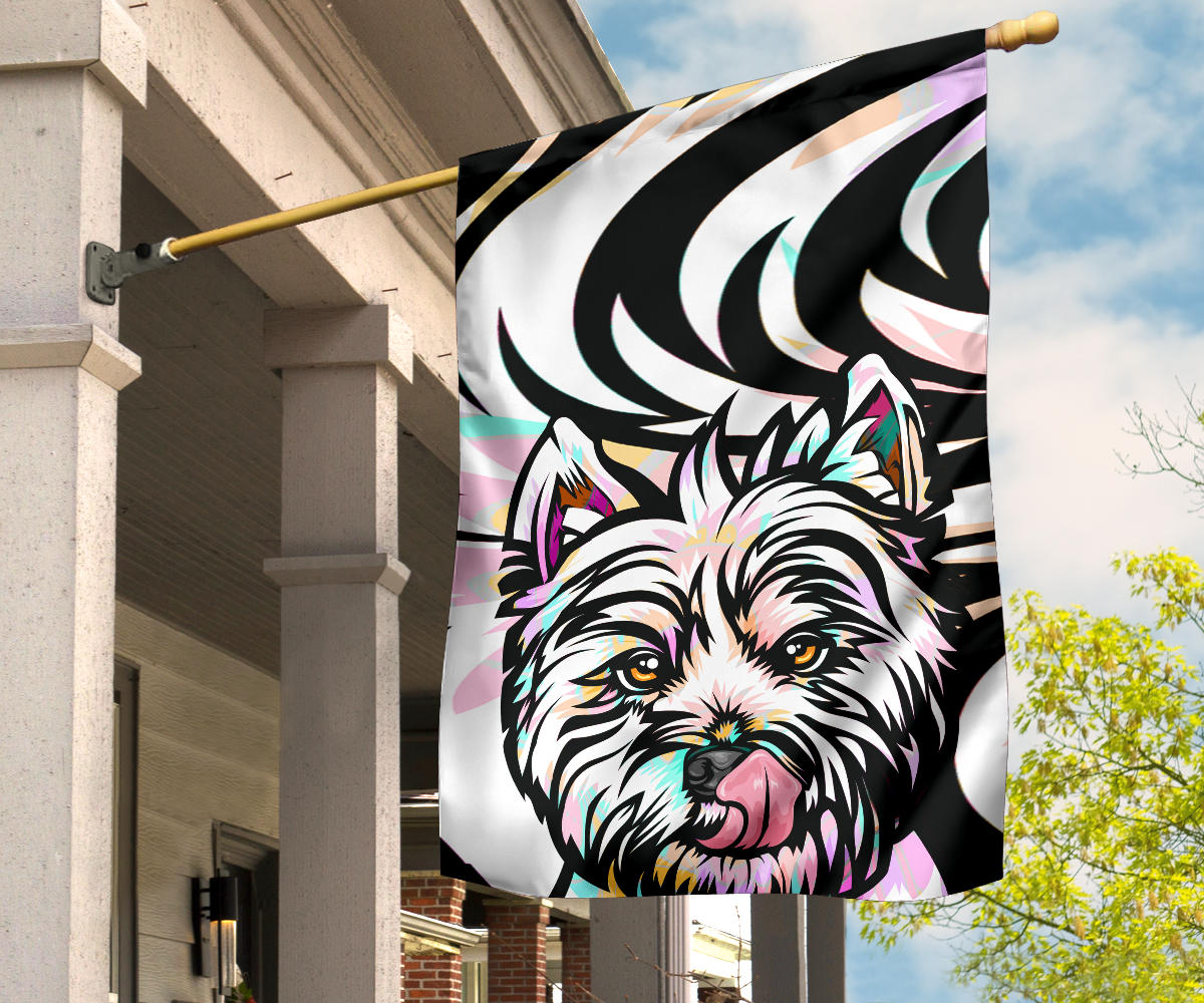 Westie Design #2 Garden and House Flags - Art by Cindy Sang - 2023 Collection
