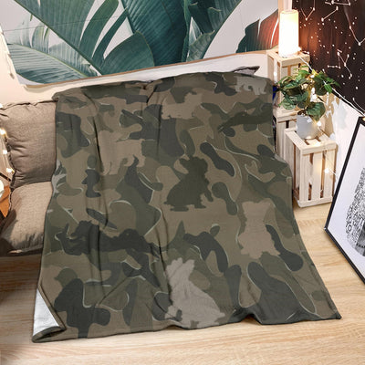 Yorkshire Terrier (Yorkie) Pale Green Camouflage Design Premium Blanket