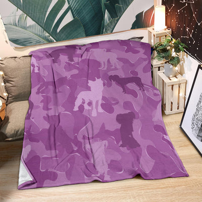 Chinese Crested Dog Pink Camouflage Design Premium Blanket
