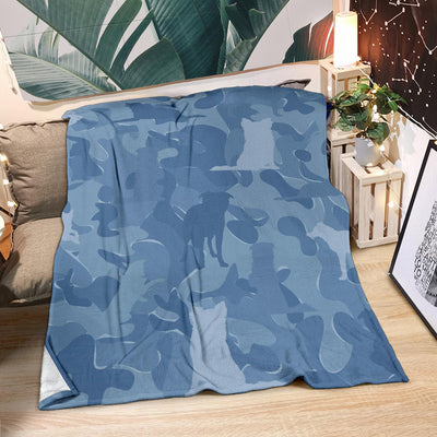 Border Collie Blue Camouflage Design Premium Blanket