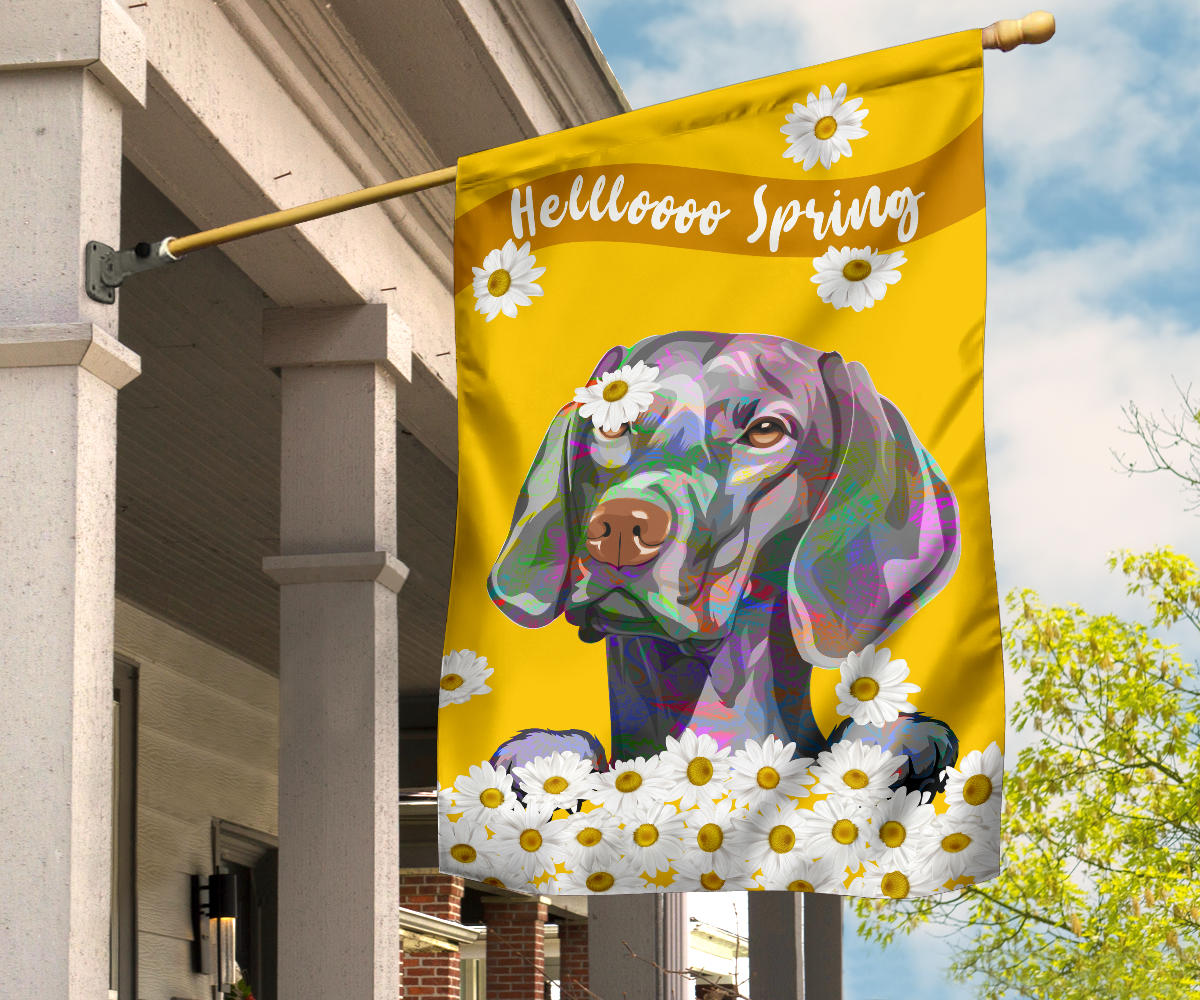 Vizsla Design Hello Spring Garden and House Flags - 2023 Cindy Sang Collection