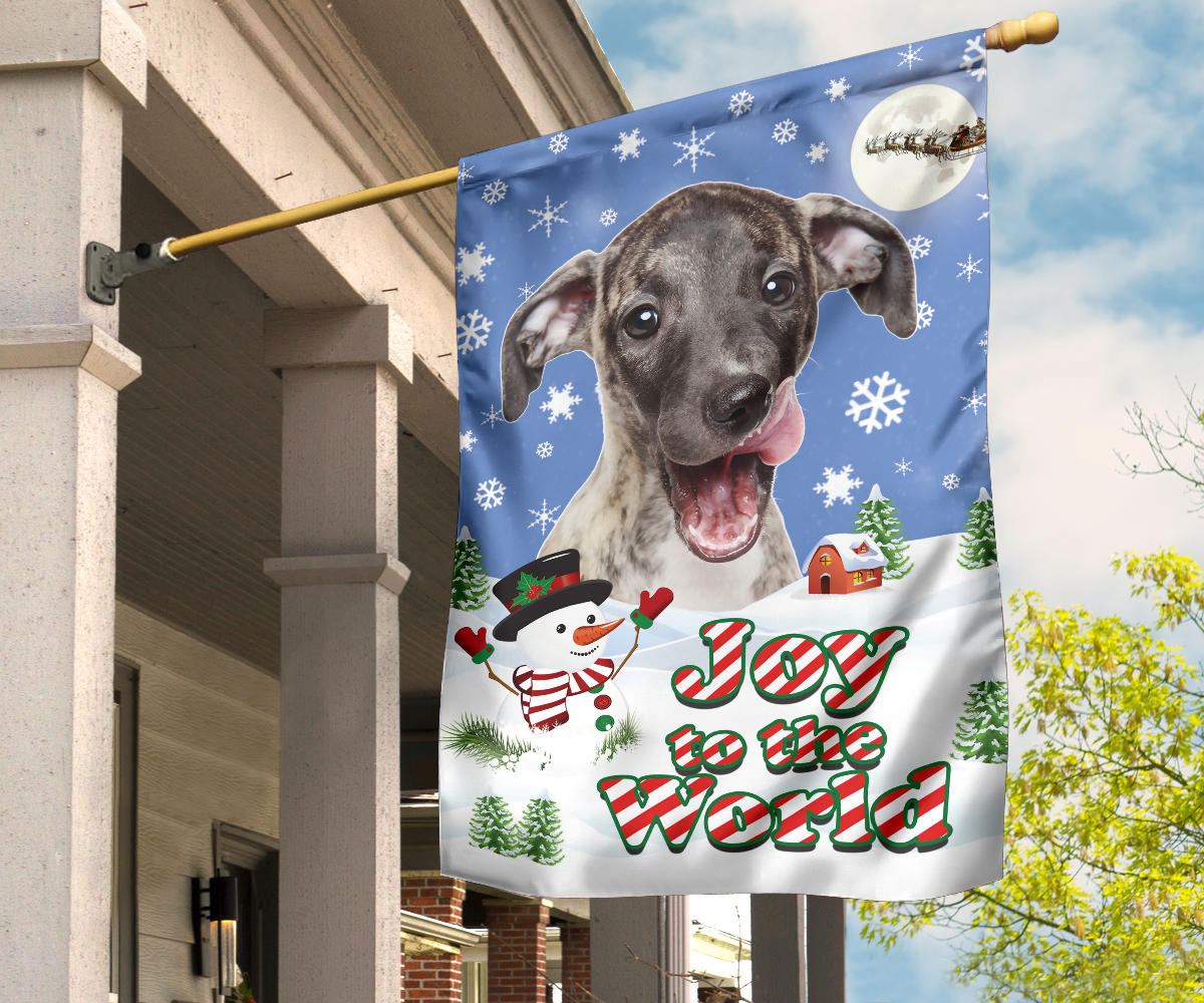 Whippet Design Seasons Greetings Garden and House Flags - JillnJacks Exclusive