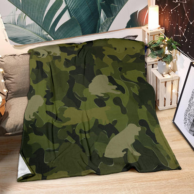 Cavalier King Charles Spaniel Green Camouflage Design Premium Blanket