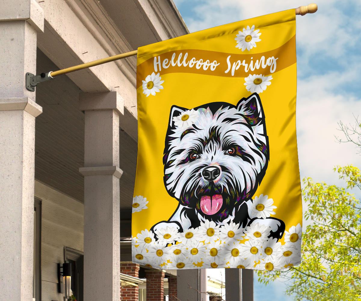 Westie Design #2 Hello Spring Garden and House Flags - 2023 Cindy Sang Collection