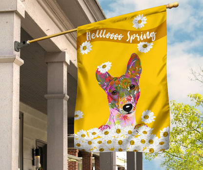 Basenji Design Hello Spring Garden and House Flags - 2023 Cindy Sang Collection