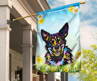 Australian Cattle Dog Design Spring Garden And House Flags - 2023 Collection by Cindy Sang