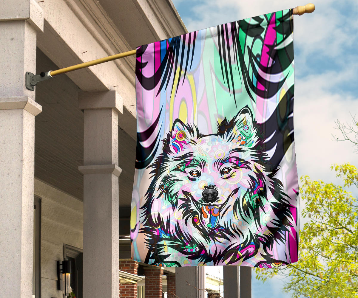American Eskimo Design Garden and House Flags - Art by Cindy Sang - 2023 Collection