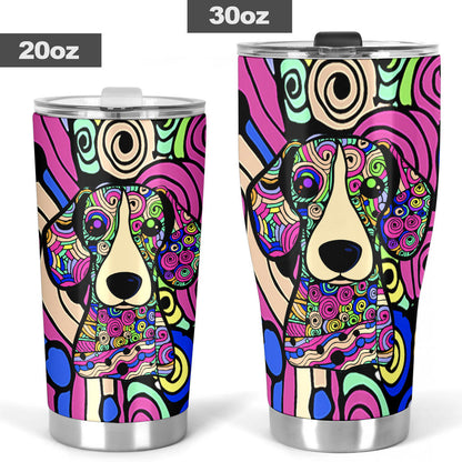 Beagle Design Double-Walled Vacuum Insulated Tumblers (Colorful Back) - Art By Cindy Sang - JillnJacks Exclusive
