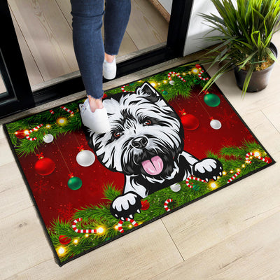 West Highland Terrier (Westie) Design Christmas Background Door Mats - 2022 Collection