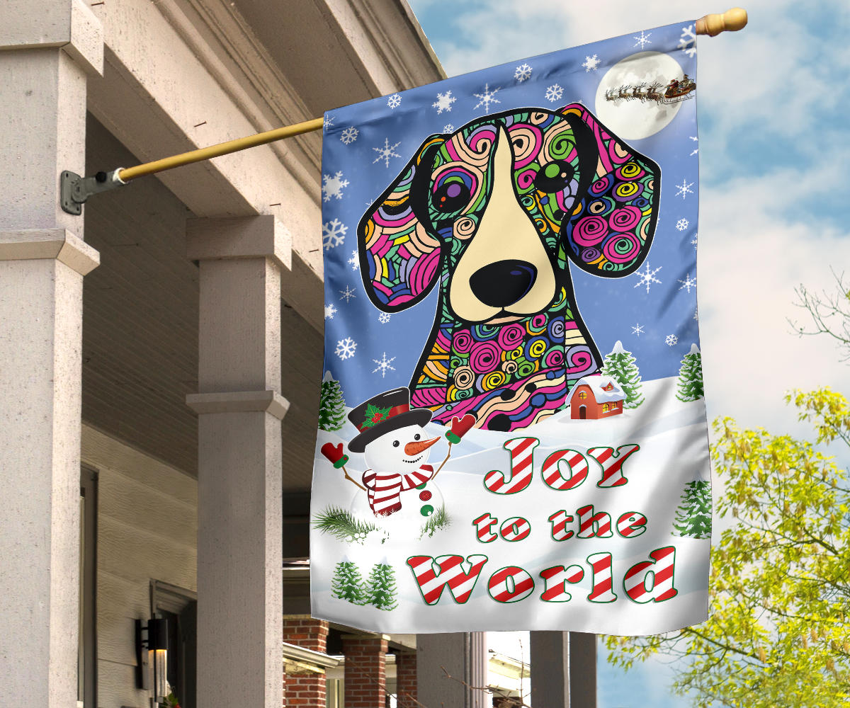 Beagle Design Seasons Greetings Garden and House Flags - Art By Cindy Sang - JillnJacks Exclusive
