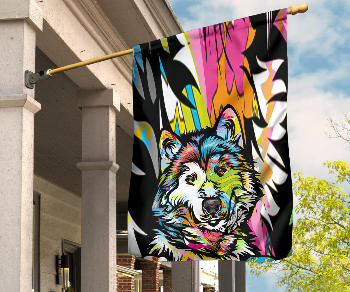 Alaskan Malamute Design Garden and House Flags - Art by Cindy Sang - 2023 Collection
