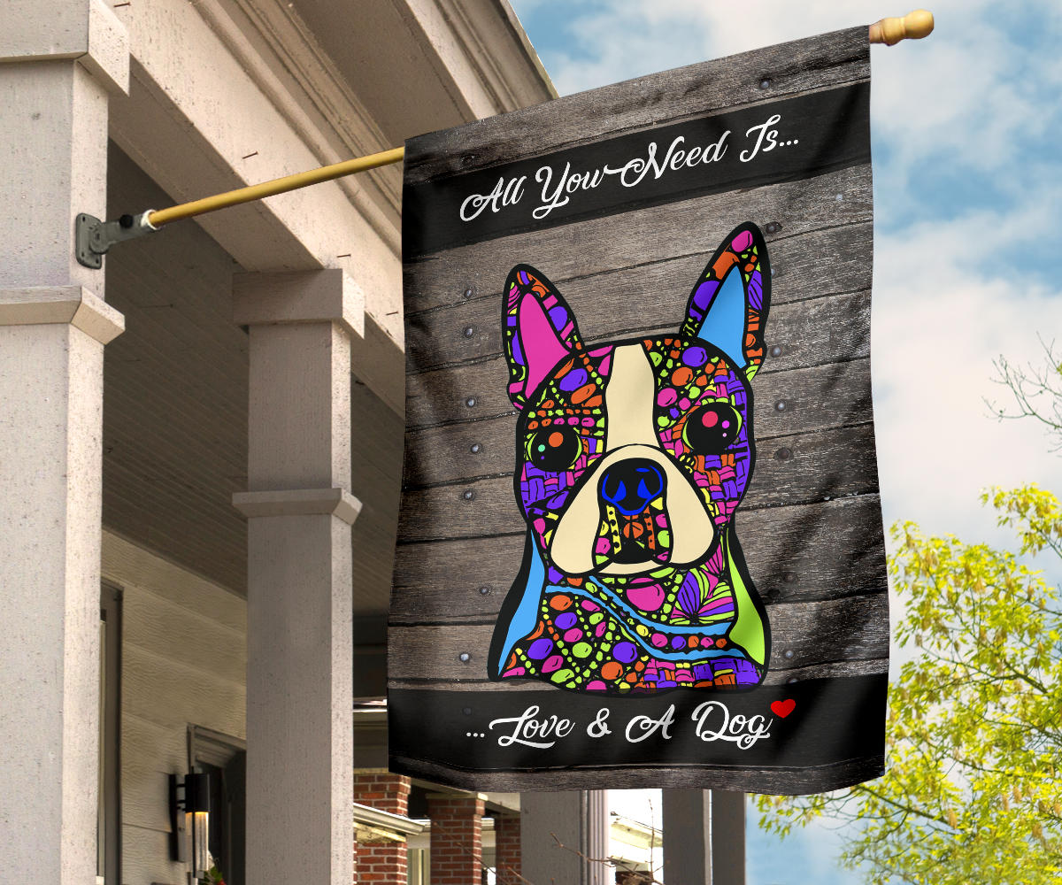 Boston Terrier Design Garden & House Flags - Art By Cindy Sang - JillnJacks Exclusive