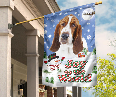 Basset Hound Dog Design Seasons Greetings Garden and House Flags - JillnJacks Exclusive