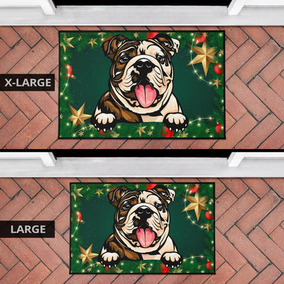 Bulldog Design Christmas Background Door Mats - 2022 Collection