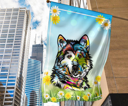 Alaskan Malamute Design Spring Garden And House Flags - 2023 Collection by Cindy Sang