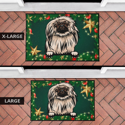 Pekingese Design Christmas Background Door Mats - 2022 Collection