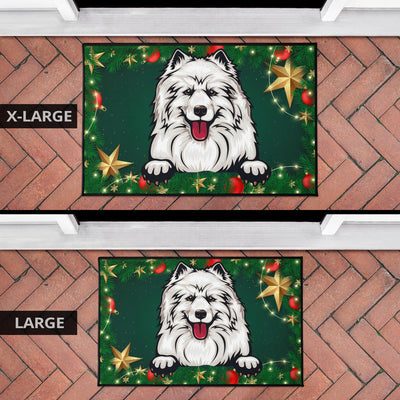 Samoyed Design Christmas Background Door Mats - 2022 Collection