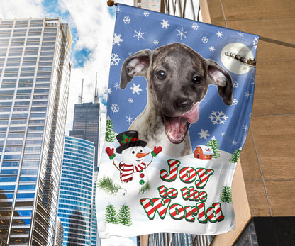 Whippet Design Seasons Greetings Garden and House Flags - JillnJacks Exclusive