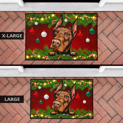 Doberman Design Christmas Background Door Mats - 2022 Collection