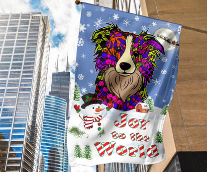 Border Collie Design Seasons Greetings Garden and House Flags - Art By Cindy Sang - JillnJacks Exclusive
