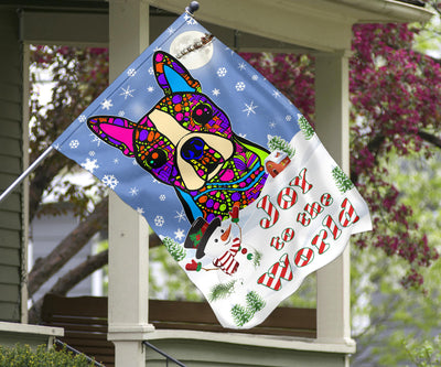 Boston Terrier Design Seasons Greetings Garden and House Flags - Art By Cindy Sang - JillnJacks Exclusive