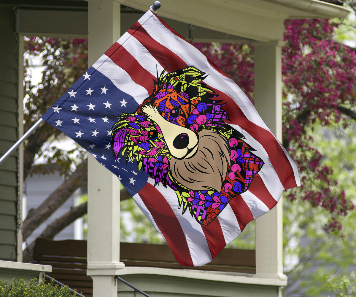 Border Collie Design Garden & House Flags - Art By Cindy Sang - JillnJacks Exclusive
