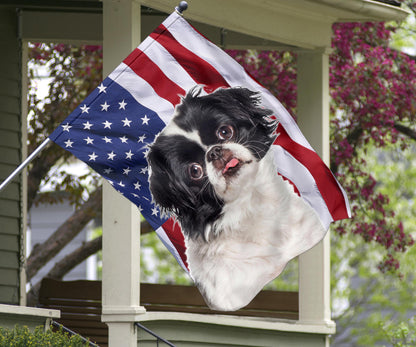 Japanese Chin Dog Design Garden & House Flags - JillnJacks Exclusive