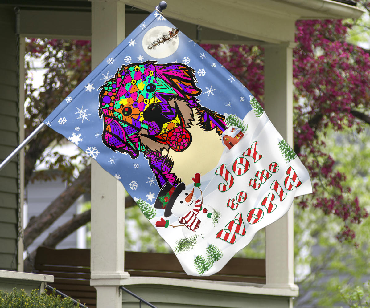 Bernese Mountain Design Seasons Greetings Garden and House Flags - Art By Cindy Sang - JillnJacks Exclusive