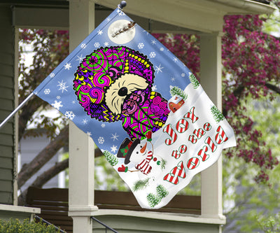 Bichon Design Seasons Greetings Garden and House Flags - Art By Cindy Sang - JillnJacks Exclusive