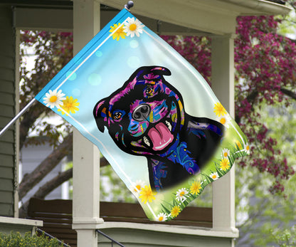 Staffordshire Bull Terrier (Staffie) Design #2 Spring Garden And House Flags - 2023 Collection by Cindy Sang
