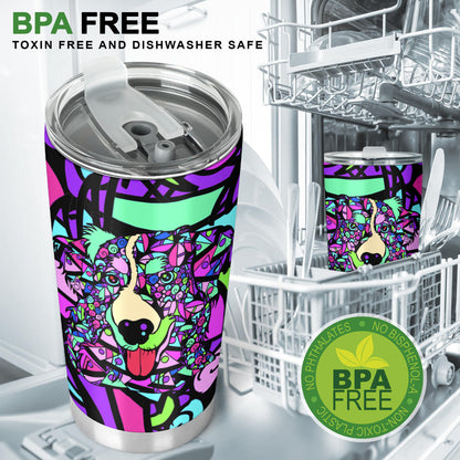 Australian Shepherd Design Double-Walled Vacuum Insulated Tumblers (Colorful Back) - Art By Cindy Sang - JillnJacks Exclusive