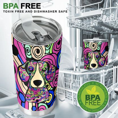 Beagle Design Double-Walled Vacuum Insulated Tumblers (Colorful Back) - Art By Cindy Sang - JillnJacks Exclusive