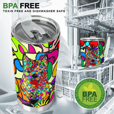 Alaskan Malamute Design Double-Walled Vacuum Insulated Tumblers (Colorful Back) - Art By Cindy Sang - JillnJacks Exclusive