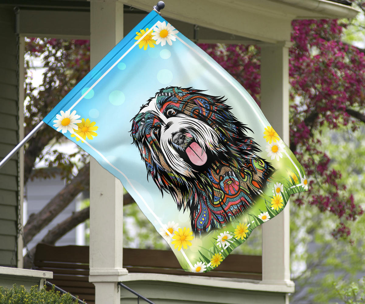 Bearded Collie Design Spring Garden And House Flags - 2023 Collection by Cindy Sang