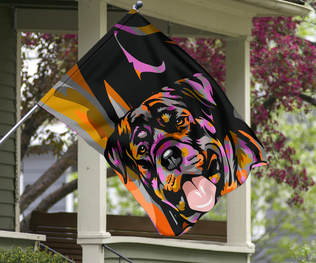 Rottweiler Design Garden and House Flags - Art by Cindy Sang - 2023 Collection
