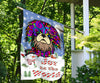 Pekingese Design Seasons Greetings Garden and House Flags - Art By Cindy Sang - JillnJacks Exclusive
