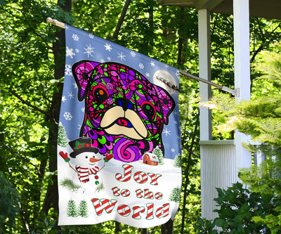 Pug Design Seasons Greetings Garden and House Flags - Art By Cindy Sang - JillnJacks Exclusive