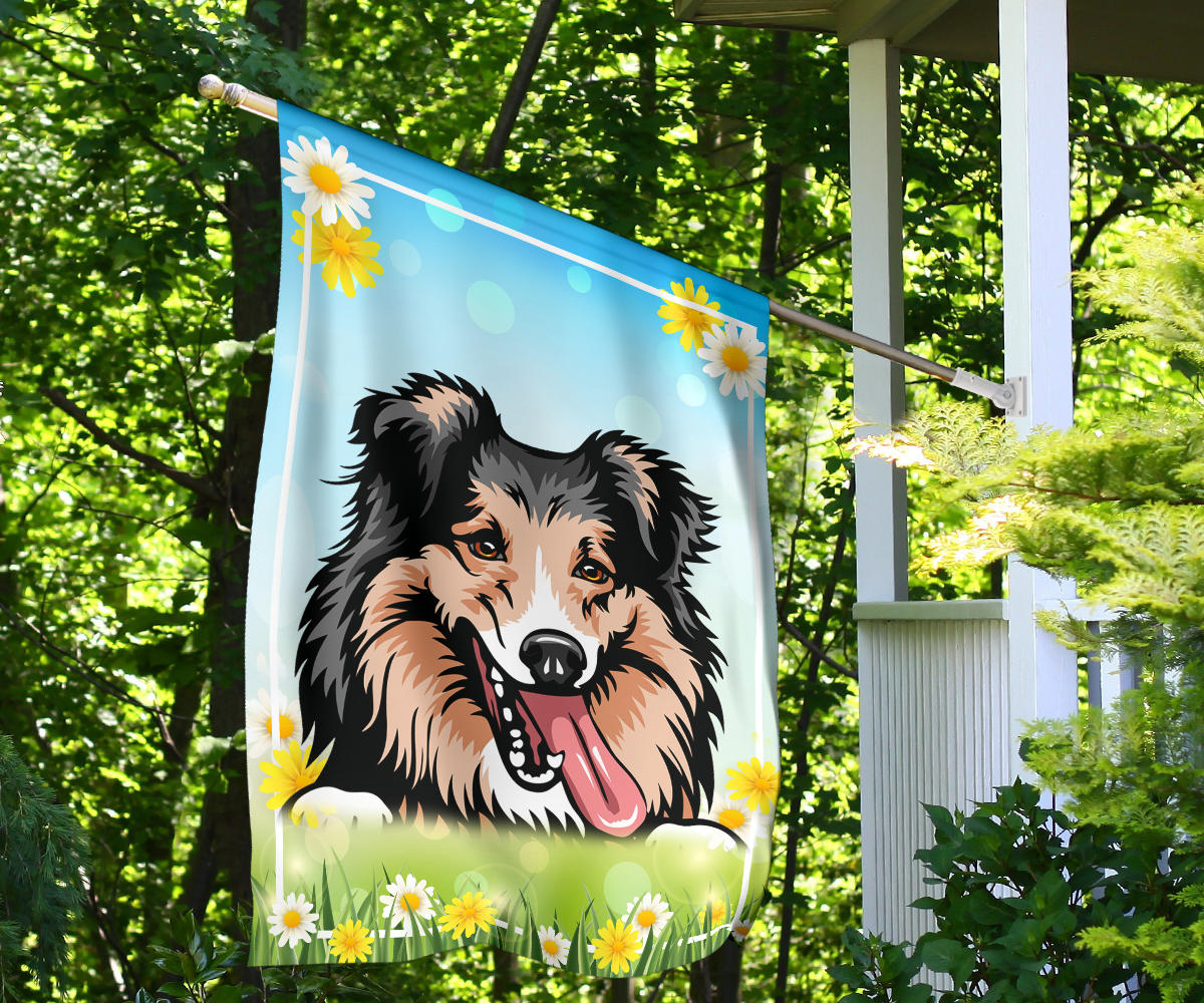 Shetland Sheepdog (Sheltie) Design Spring and Summer Garden And House Flags - 2022 Collection