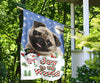 Pug Design Seasons Greetings Garden and House Flags - JillnJacks Exclusive