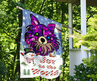Long Haired Chihuahua Design Seasons Greetings Garden and House Flags - Art By Cindy Sang - JillnJacks Exclusive