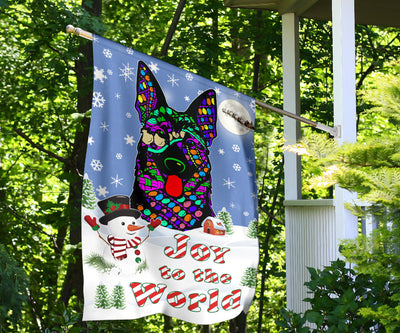 German Shepherd Design Seasons Greetings Garden and House Flags - Art By Cindy Sang - JillnJacks Exclusive