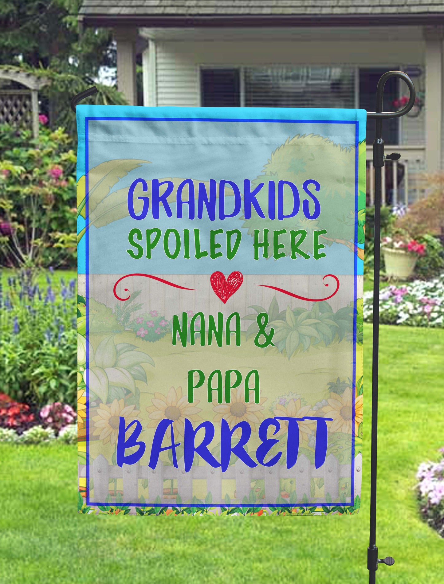 Grandkids Spoiled Here Personalized Garden Flag - Jill 'n Jacks